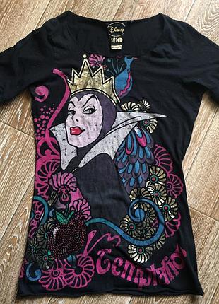 Натуральная черная футболка с принтом disney