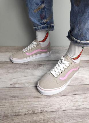 Кеди vans old skool grey/pink олд скул олдскул венс ванс венси5 фото