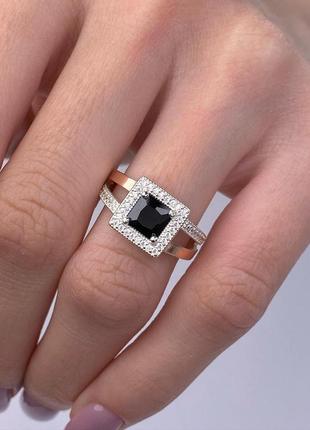 Красиве срібне кільце з золотими напайками, 925, срібло