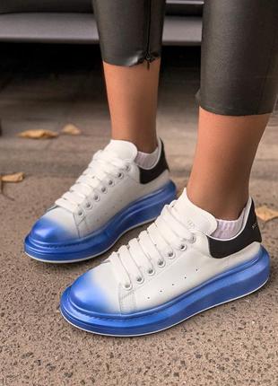 Кросівки alexander mcqueen white/ blue кросівки кеди кеді