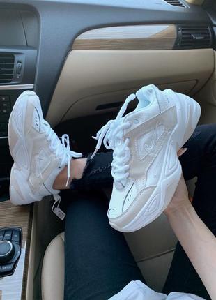 Топові кросівки nike m2k tekno summit white leather найк найкі білі шкіряні