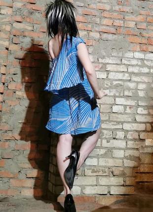 Шелковое мини платье натуральный шёлк spotlight короткое с рюшами на одно плечо в полоску4 фото