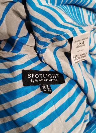 Шелковое мини платье натуральный шёлк spotlight короткое с рюшами на одно плечо в полоску7 фото