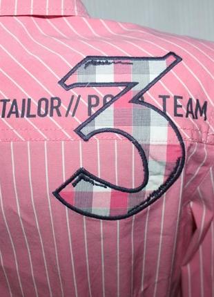 Рубашка приталеная розовая полоска хлопок стрейч tom tailor 38р+5 фото