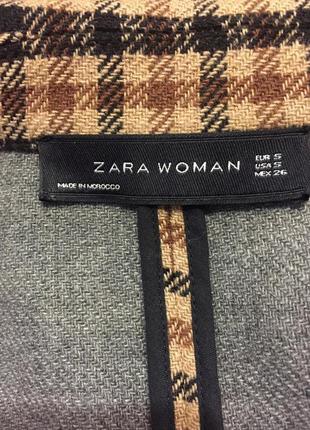 Стильное бежевое  шерстяное пальто в клетку zara5 фото