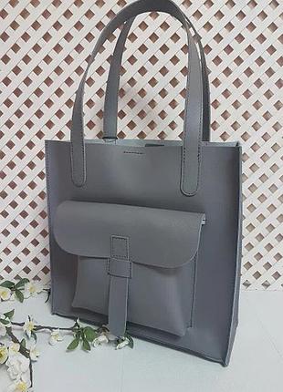 Сумка середня жіноча натуральна шкіра, сіра матова 1627
