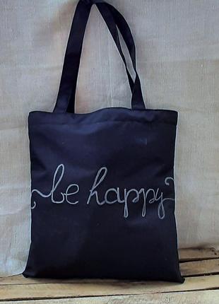 Шоппер сумка екосумка торба чорна малюнок з оксфорда на плече