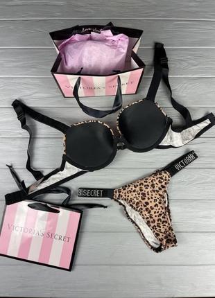 Комплект женский victoria’s secret rhinestone топ и трусики леопард на подарок2 фото