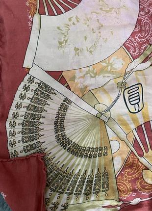 Винтажный шелковый платок )100% шовк )рисунок в китайском стиле3 фото