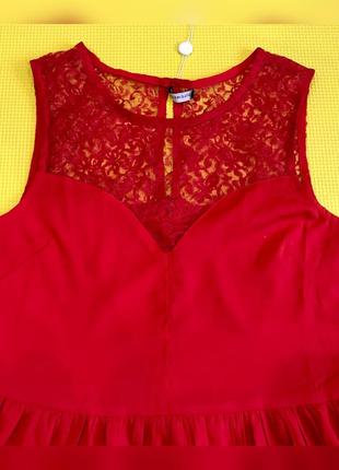 Червона сукня з мереживом з пишною спідницею красивою спинкою6 фото