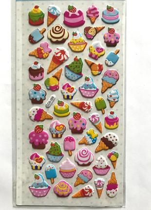 Объемные наклейки, стикеры. собаки. сладости.