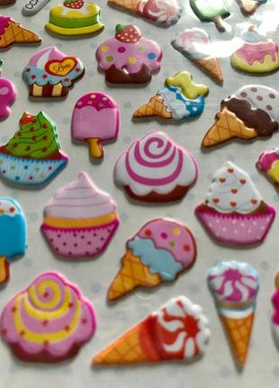 Объемные наклейки, стикеры. собаки. сладости.