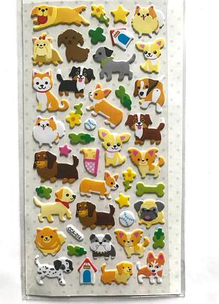 Объемные наклейки, стикеры. собаки. сладости.