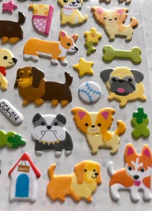 Объемные наклейки, стикеры. собаки. сладости.