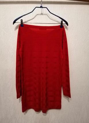 Платье туника вязанная рубиново-красного цвета5 фото