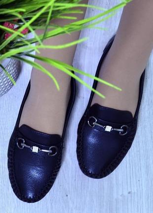 Жіночі мокасини чорні, м'які та зручні екошкіра туфлі (b-306)8 фото