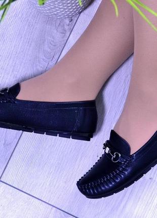 Жіночі мокасини чорні, м'які та зручні екошкіра туфлі (b-306)6 фото