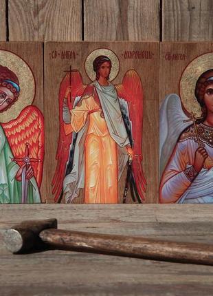 Ікони ангелів охоронців. ікона на дереві. під старовину. икона ангела хранителя9 фото