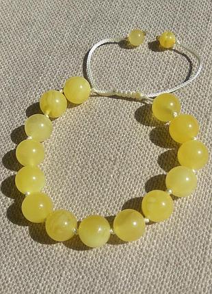 Изящный янтарный браслет из янтаря высокого качества молочный шар