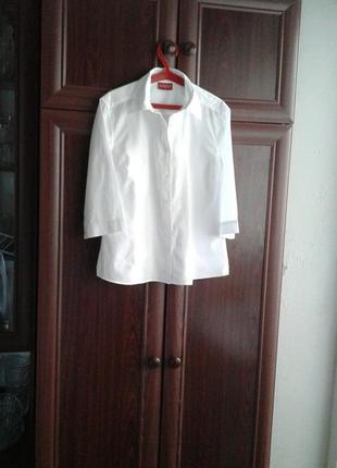 Бавовняна білосніжна блузка сорочка з коротким рукавом 1/2 l.o.g.g швеція батал3 фото