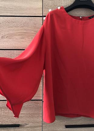 Яркая блуза zara l-xl с жемчужинками