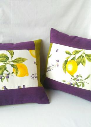 Комплект інтер'єрних подушок "оливки&лимон" 2шт, 40см х 40см1 фото