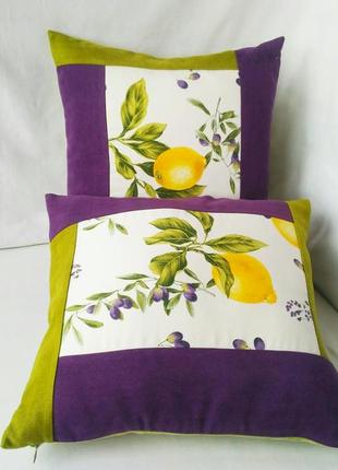 Комплект інтер'єрних подушок "оливки&лимон" 2шт, 40см х 40см2 фото