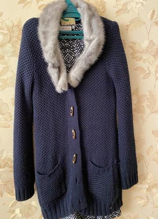 Кофта кардиган з норковим коміром