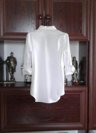 Белоснежная блузка рубашка школьная подростковая с длинным рукавом zara basic collection4 фото