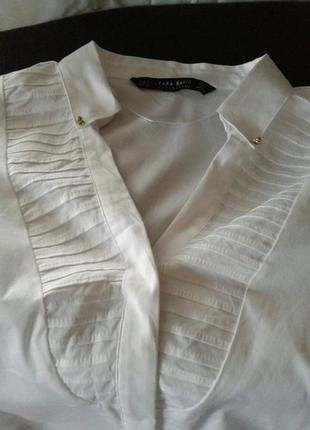 Белоснежная блузка рубашка школьная подростковая с длинным рукавом zara basic collection6 фото