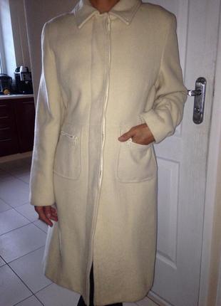 Классическое  шерстяное белое пальто для настоящей леди1 фото
