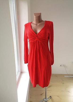Красное платье вискоза, разм s-m