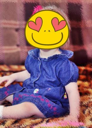 Класне джинсове плаття з вишивкою для малятка