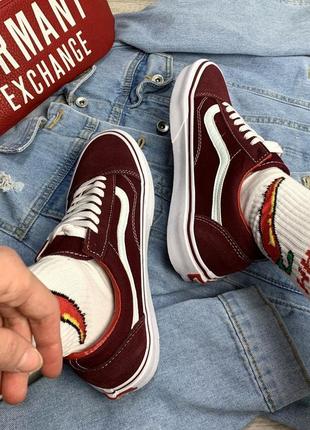 Кеди vans old skool bordo/white олд скул олдскул венс ванс венси4 фото