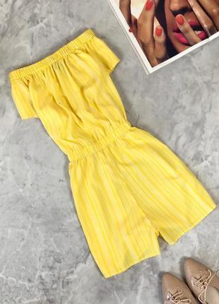 Жовтий комбез ромпер в білу смужку сонячний комбінезон atm