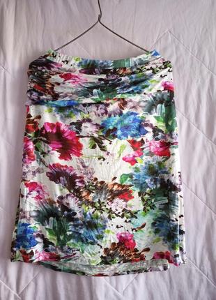 Обворожительная  вискозная юбка в цветочный принт,50-56разм.,inizia collection4 фото