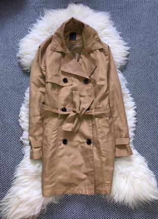 Тренч плащ длинный пояс ремень пуговицы под дерево тренд