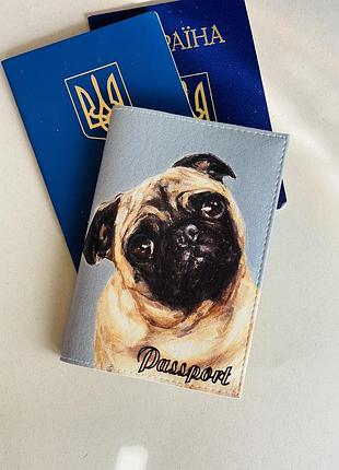Мопс обложка на паспорт, загранпаспорт, загран собака