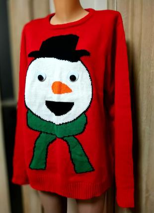 Новогодний свитер джемпер унисекс с снеговиком xxl3 фото