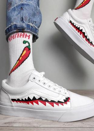 Кеди унісекс vans bape old skool shark white олдскул венс ванс венси олд скул