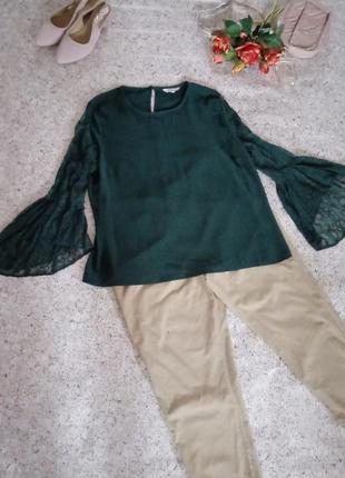 Шикарная блуза с ажурными рукавами-клеш1 фото
