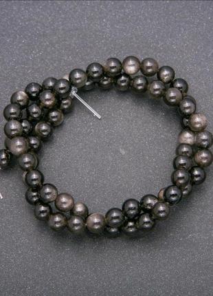 Бусины из натурального камня серебристый обсидиан