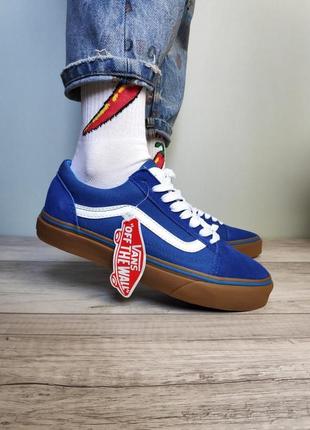 Кеди унісекс vans old skool сині з коричневою підошвою олдскул олд скул 41, 42, 42.5 43, 44, 44.53 фото