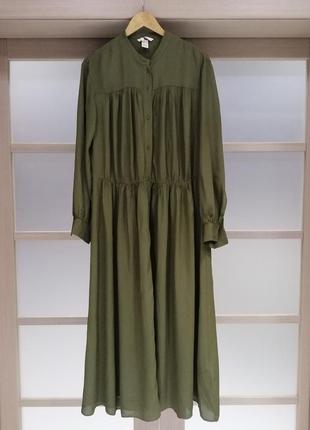 Стильное платье-рубашка цвета хаки h&m5 фото