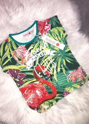 Новая футболка с фламинго boboli на девочку 4 года 104 см