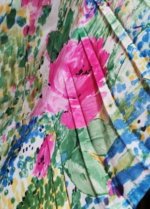 Плиссированная юбка миди винтажные на резинке в принт цветы плиссе5 фото