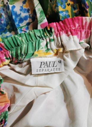 Плиссированная юбка миди винтажные на резинке в принт цветы плиссе6 фото