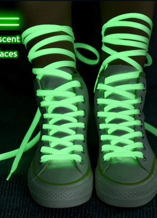 Шнурки набір 3 пари  118 см неонові флюоресцентні світні в темряві різні кольори1 фото