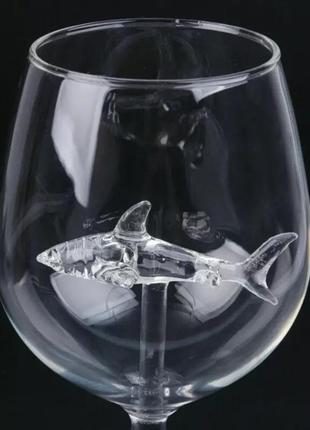 Келих акула для вина води фужер з фігуркою всередині з акулою подарунок сувенір vip9 фото