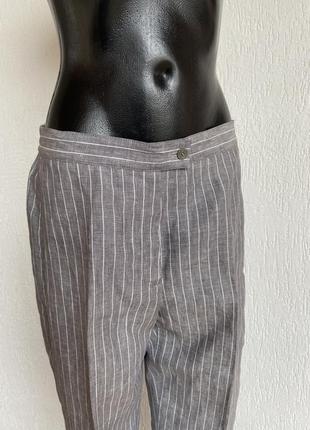 Фирменные стильные винтажные качественные натуральные брюки из льна2 фото
